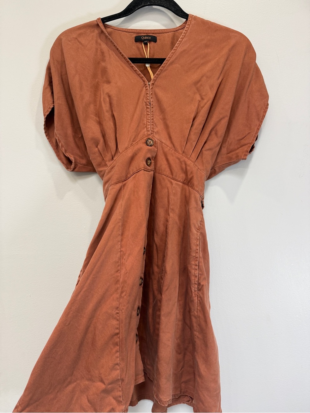 Quince Rust Button-Front Mini Dress - Picture 3 of 5